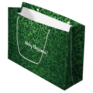 Grand Sac Cadeau Charmante Vintage florale victorienne verte de Noë