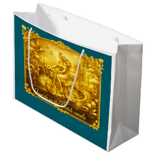 Grand Sac Cadeau Charme des ponts arqués d'Amsterdam en or