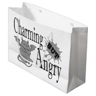 Grand Sac Cadeau Charming mais en colère petit chat diable drôle ci