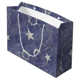 Grand Sac Cadeau Charming mystique Étoiles de lune d'argent Sun A