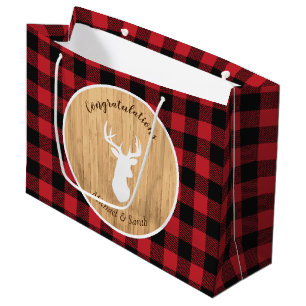 Grand Sac Cadeau Chasse aux cerfs Lodge Baby shower Antlers