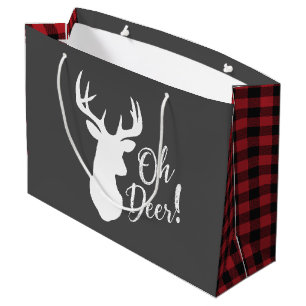 Grand Sac Cadeau Chasse aux cerfs Lodge Baby shower Antlers