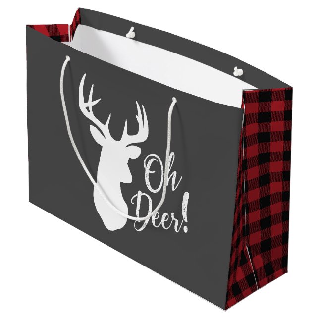 Grand Sac Cadeau Chasse aux cerfs Lodge Baby shower Antlers (Dos Angle)