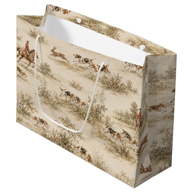 Grand Sac Cadeau Chasse Traditionnelle au Foxhound (Devant Angle)