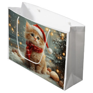 Grand Sac Cadeau Chat angora turc Noël Plage vintage