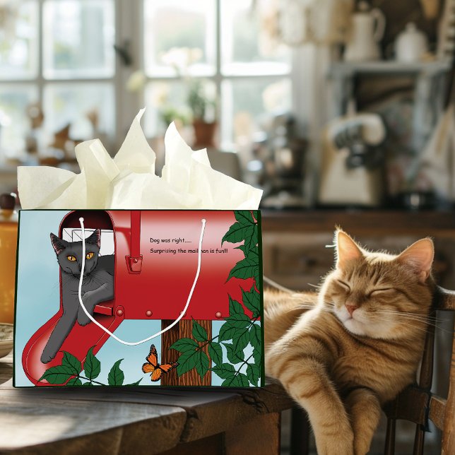 Grand Sac Cadeau Chat boîte de courrier rouge (Créateur téléchargé)