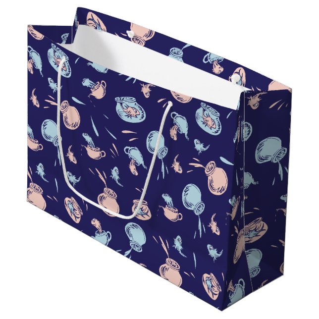 Grand Sac Cadeau Chat Dans Le Casquette | Le Motif du poisson (Devant Angle)