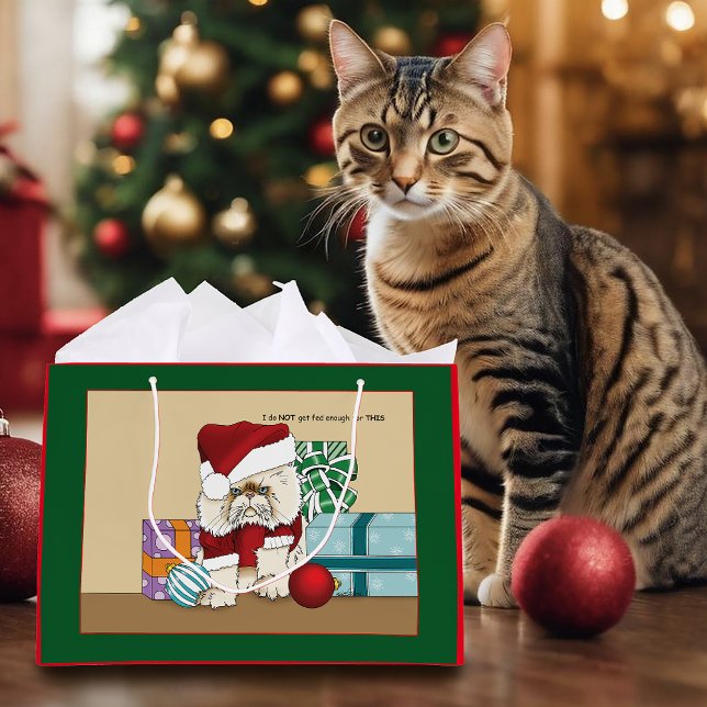 Grand Sac Cadeau Chat de Noël Perse (Créateur téléchargé)