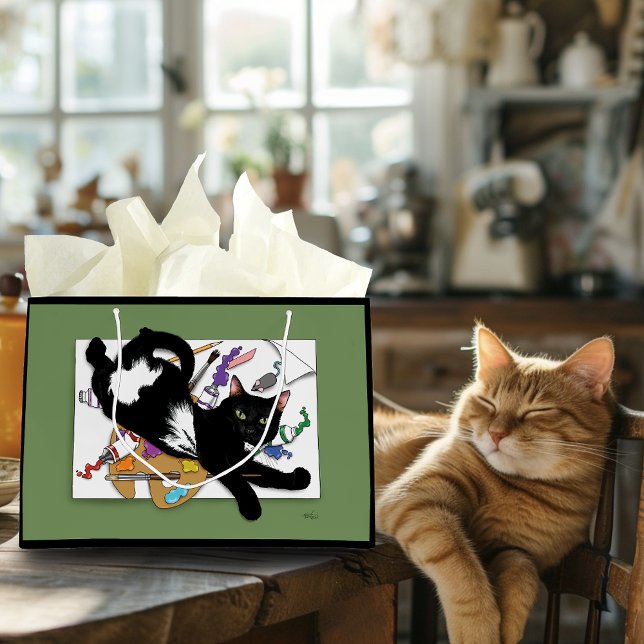Grand Sac Cadeau Chat noir de l'artiste (Créateur téléchargé)