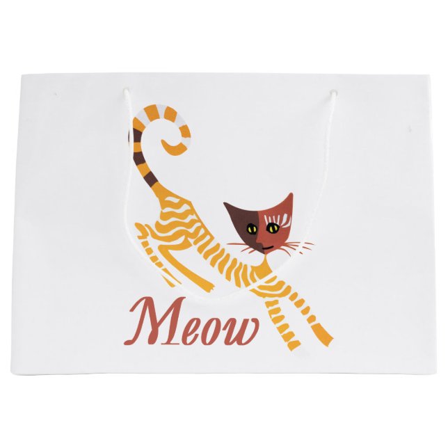 Grand Sac Cadeau Chat rouge drôle (Devant)