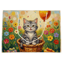 Chat tigré & Fleurs | Joyeux Anniversaire Fille
