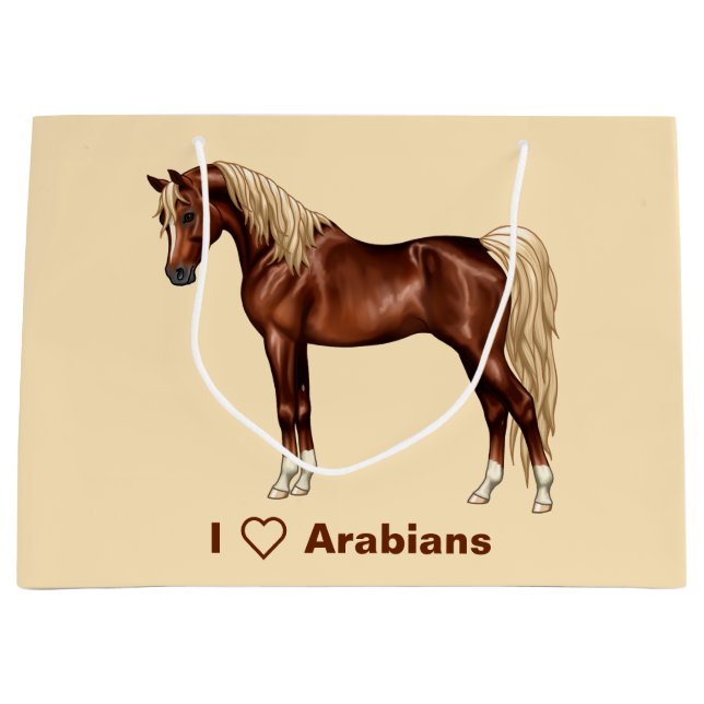 Grand Sac Cadeau Châtaigner égyptien Cheval Arabe laxen Mane & Tail (Devant)