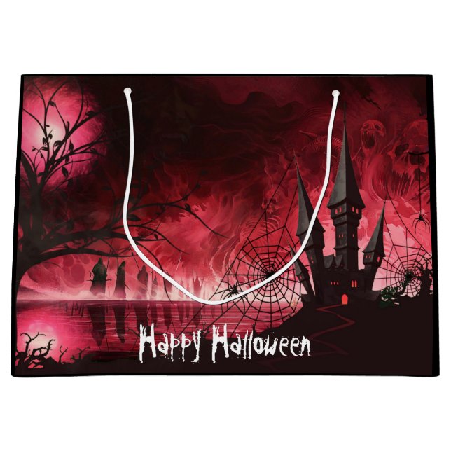 Grand Sac Cadeau Château de Halloween (Devant)