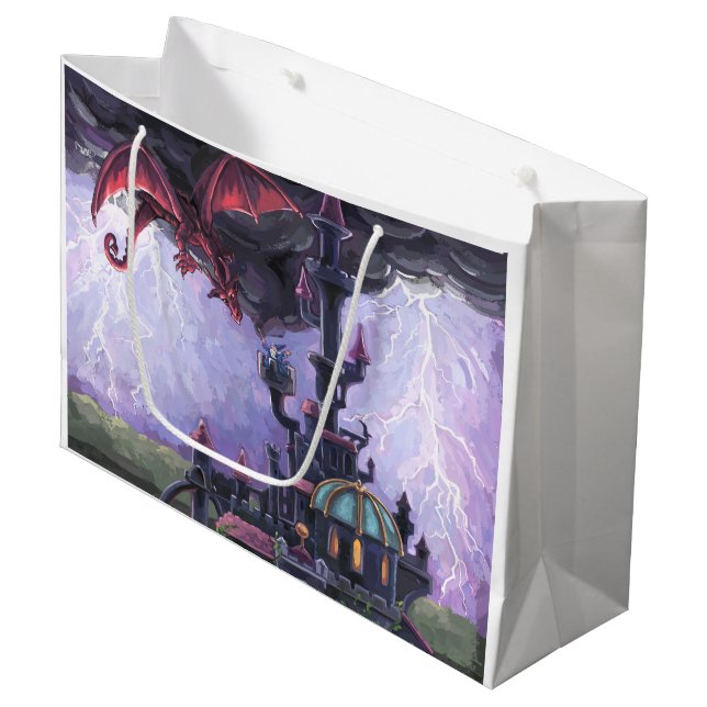 Grand Sac Cadeau Château du dragon (Devant Angle)
