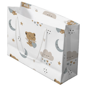 Grand Sac Cadeau Chats anges Kawaii et nuages (1)