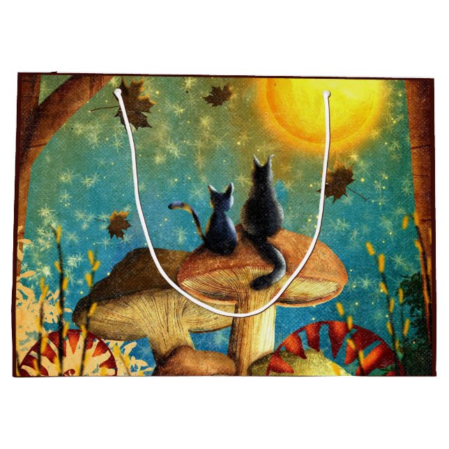 Grand Sac Cadeau Chats champignons  (Dos)