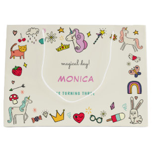 Grand Sac Cadeau Chats de jour magique lapins licornes anniversaire