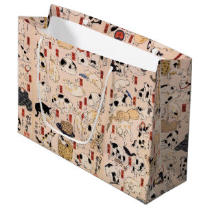 Grand Sac Cadeau Chats Japonais de l'ère Edo, Kuniyoshi, Ukiyo-e