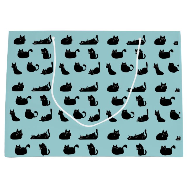 Grand Sac Cadeau Chats noirs amusants (Devant)