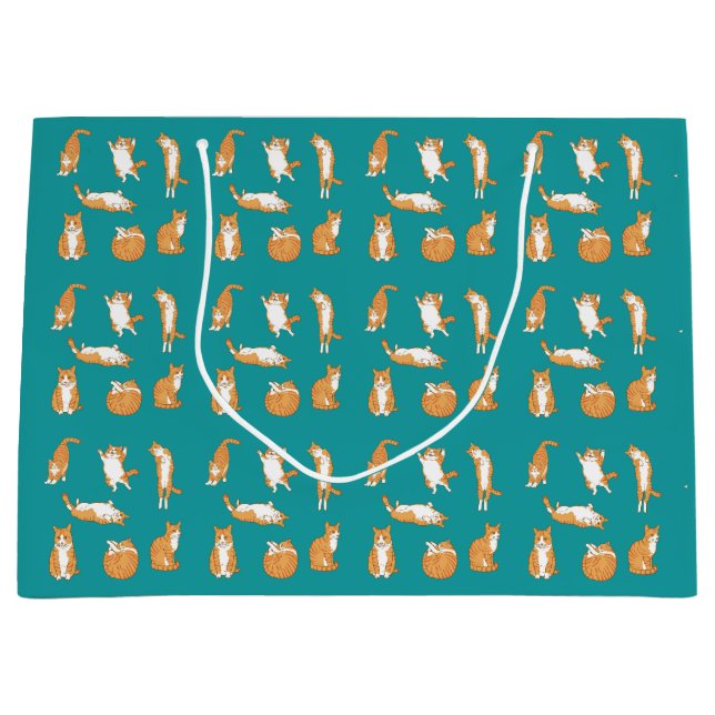 Grand Sac Cadeau Chats orange drôles (Devant)