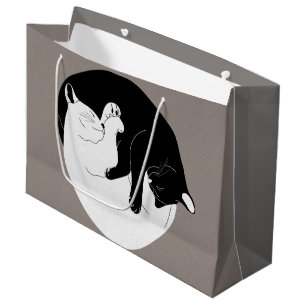 Grand Sac Cadeau Chats Yin Yang Âme Soeur 