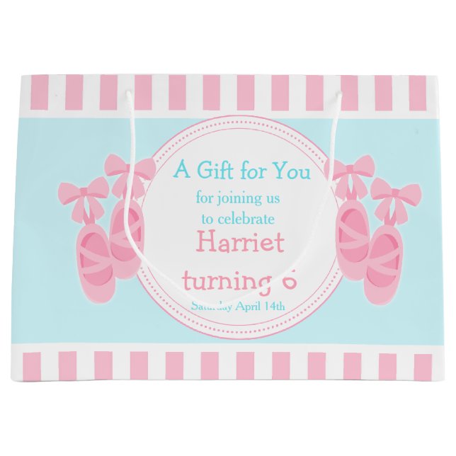Grand Sac Cadeau Chaussons de ballet Ballerina fête d'anniversaire (Devant)