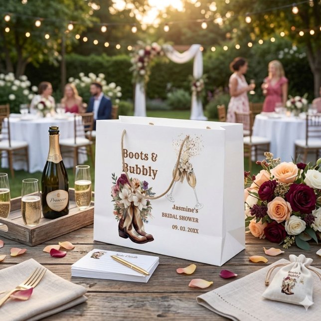 Grand Sac Cadeau Chaussures & Bubbly Bohème Occidental Mariage Fête (Créateur téléchargé)