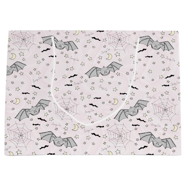 Grand Sac Cadeau Chauves-souris roses Éffrayant Bébé mignonne fille (Devant)