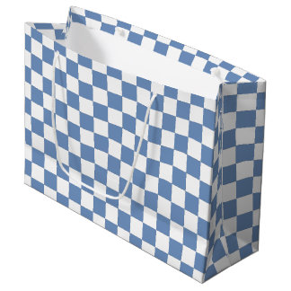 Grand Sac Cadeau Checkered Blue/Gray and White