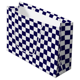 Grand Sac Cadeau Checkered dark blue and White