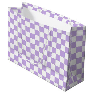 Grand Sac Cadeau Checkered Lavender and White