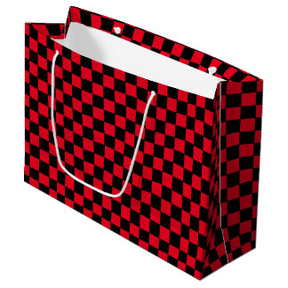 Grand Sac Cadeau Checkered Red and Black