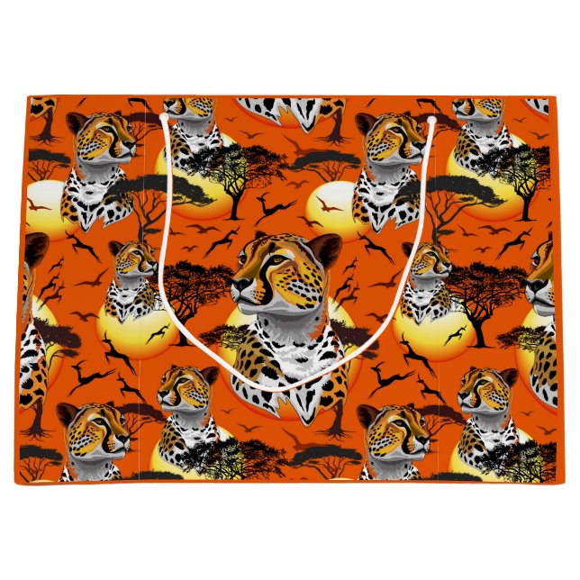 Grand Sac Cadeau Cheetah African Feline Wild Animal (Devant)