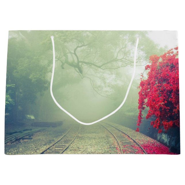 Grand Sac Cadeau Chemins de fer Misty Photo Pittoresque (Devant)