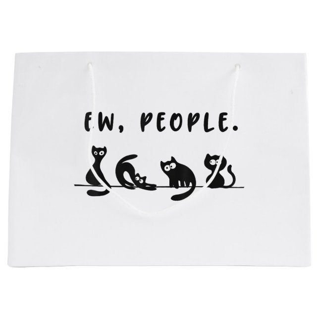 Grand Sac Cadeau Chemise de chat noir drôles femmes nouvelles perso (Devant)