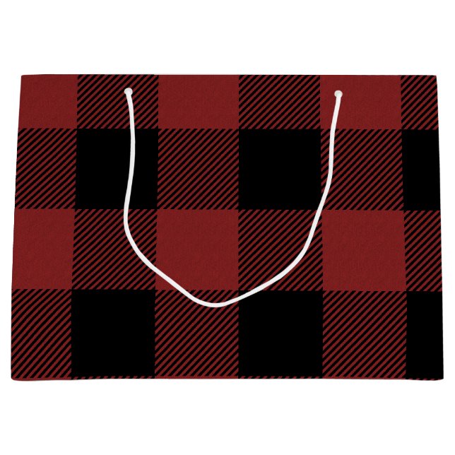 Grand Sac Cadeau Chèque de Buffle Noir Rouge (Devant)