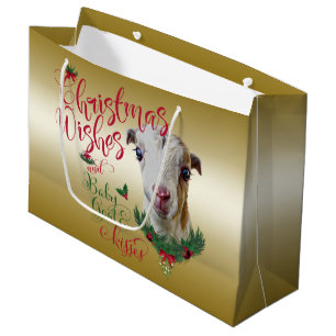 Grand Sac Cadeau CHÈQUE voeux de Noël Bébé chèvre Baisers LaMancha