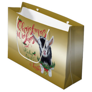 Grand Sac Cadeau CHÈQUE voeux de Noël Bébé Chèvre Baisers Nigéria