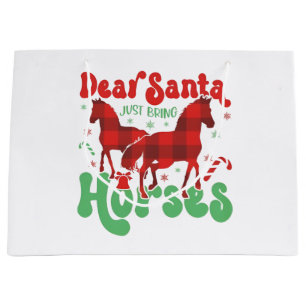 Grand Sac Cadeau Cher Père Noël, apportez juste les chevaux, Noël d