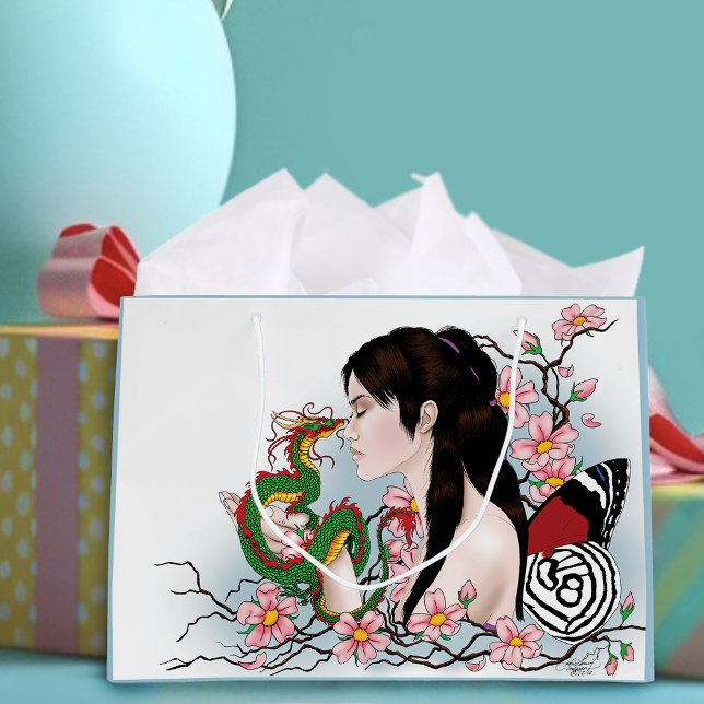 Grand Sac Cadeau Cherry Blossom Fairy Dragon Amitié (Créateur téléchargé)