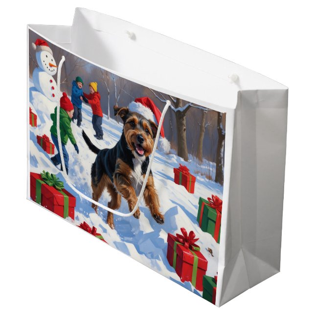 Grand Sac Cadeau Chesapeake Bay Retriever Neige avec Casquette de N (Devant Angle)