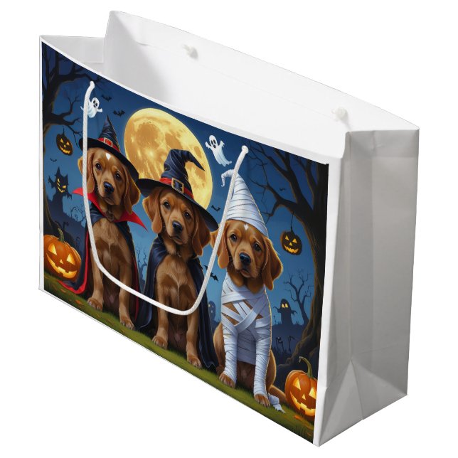 Grand Sac Cadeau Chesapeake Bay Terrier Citrouille Halloween Funny (Devant Angle)