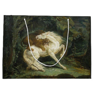Grand Sac Cadeau Cheval attaqué par un lion (par Théodore Géricault