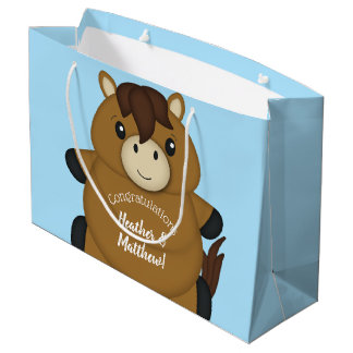 Grand Sac Cadeau Cheval Baby shower Blue Boy