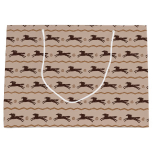 Grand Sac Cadeau Cheval de galopante de Pony sauvage sur Tan pour l