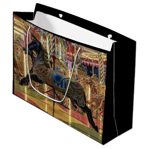 Grand Sac Cadeau Cheval noir