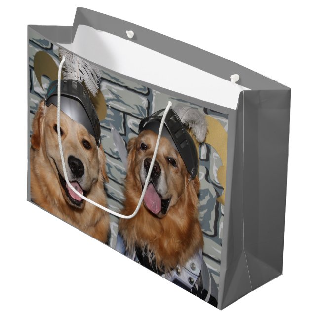 Grand Sac Cadeau Chevaliers de golden retriever (Devant Angle)