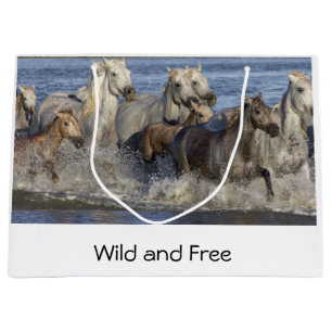 Grand Sac Cadeau Chevaux galopant dans l'eau