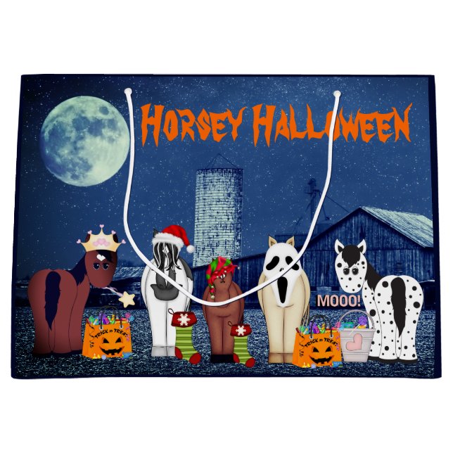 Grand Sac Cadeau Chevaux mignons en costumes Cheval Halloween Horse (Devant)