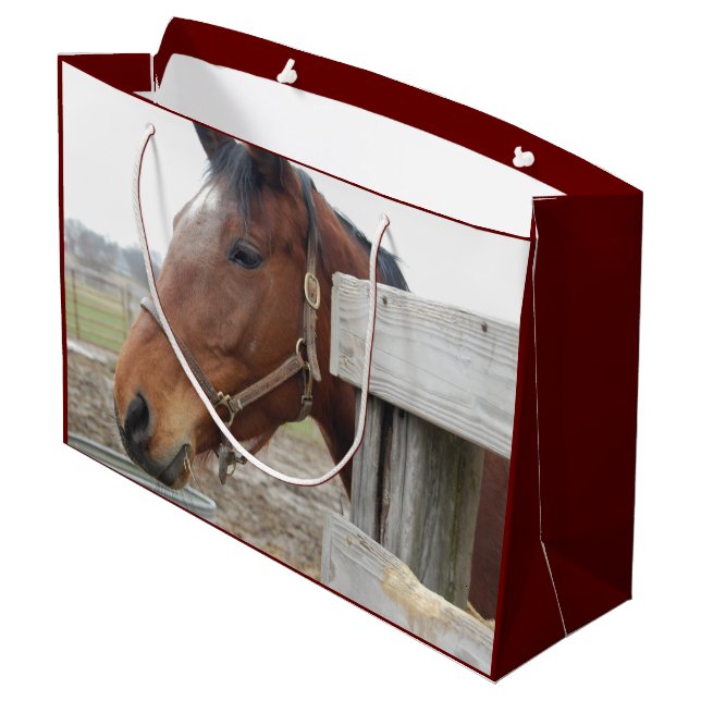 Grand Sac Cadeau Chevaux mignons sur une ferme (Dos Angle)
